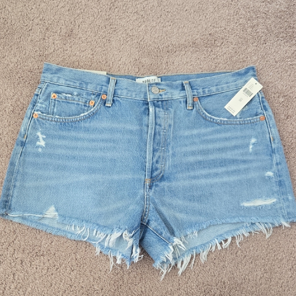 NWT Agolde Parker Shorts In Denim Light, Size 30